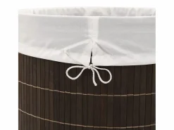 Cesto De Ropa|Cesta de lavandería ovalada de bambú marrón oscuro