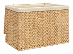 vidaxl Cesta de lavandería plegable con 3 secciones de jacinto de agua 75x42,5x52 cm Color natural claro New