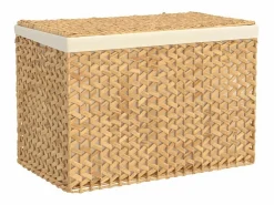 vidaxl Cesta de lavandería plegable con 3 secciones de jacinto de agua 75x42,5x52 cm Color natural claro New