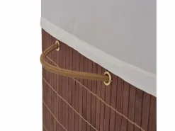Cesta de lavandería rectangular de bambú marrón Marru00f3n Outlet