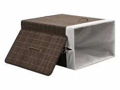Cesta de lavandería rectangular de bambú marrón oscuro Marru00f3n New