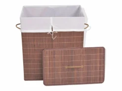 Cesta de lavandería rectangular de bambú marrón Marru00f3n Sale