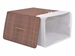 Cesta de lavandería rectangular de bambú marrón Marru00f3n Sale