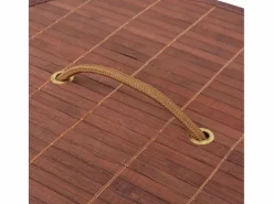 Cesta de lavandería redonda de bambú marrón^ New