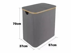 DripeX Cesto De Ropa|Accesorios De Cuarto De Baño|Cesta de lino plegable 150L, ​​en tela , con 2 cubiertas y 2 bolsas interiores desmontables, 57x37x70cm