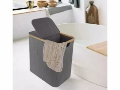 DripeX Cesto De Ropa|Accesorios De Cuarto De Baño|Cesta de lino plegable 150L, ​​en tela , con 2 cubiertas y 2 bolsas interiores desmontables, 57x37x70cm