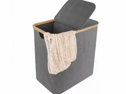 DripeX Cesto De Ropa|Accesorios De Cuarto De Baño|Cesta de lino plegable 150L, ​​en tela , con 2 cubiertas y 2 bolsas interiores desmontables, 57x37x70cm