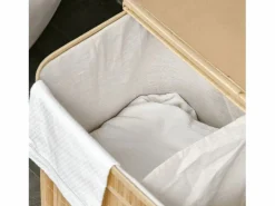 Cesto De Ropa|Cesta de ropa de bambú con tapa, 2 compartimentos, 90 l, con bolsa extraíble, color natural (54,2 x 35,2 x 59,5 cm)