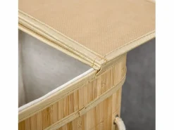 Cesto De Ropa|Cesta de ropa de bambú con tapa, 2 compartimentos, 90 l, con bolsa extraíble, color natural (54,2 x 35,2 x 59,5 cm)