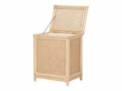 OZAIA Accesorios De Cuarto De Baño|Cesto De Ropa|Cesta de ropa de ratán con rejilla con tapa, An. 45 x P. 33 x Al. 56 cm, Natural, CALYMA