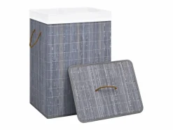 Cesta de ropa de una sola sección de bambú Gris Hot
