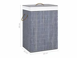 Cesta de ropa de una sola sección de bambú Gris Hot