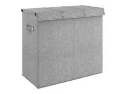 Cesta de ropa plegable 64,5x34,5x59 cm Tejido de lino sintético Gris