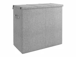 Cesta de ropa plegable 64,5x34,5x59 cm Tejido de lino sintético Gris