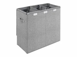 Cesta de ropa plegable 64,5x34,5x59 cm Tejido de lino sintético Gris