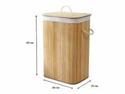 Cesta de ropa rectangular de bambú 70L - H60 cm^Calicosy Best