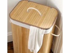 Cesta de ropa rectangular de bambú 70L - H60 cm^Calicosy Best