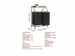 Cesto De Ropa|Cesta de Ropa Sucia SucceBuy Clasificador de Ropa de 2 Niveles con Ruedas, Cesto para Ropa Sucia de 2 Compartimentos, Estructura Metálica, Tapa de Madera