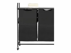 Cesto De Ropa|Cesta de Ropa Sucia SucceBuy Clasificador de Ropa de 2 Niveles con Ruedas, Cesto para Ropa Sucia de 2 Compartimentos, Estructura Metálica, Tapa de Madera