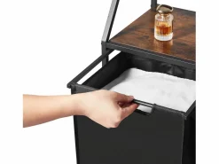 Cesto De Ropa|Cesta de Ropa Sucia SucceBuy Clasificador de Ropa de 2 Niveles con Ruedas, Cesto para Ropa Sucia de 2 Compartimentos, Estructura Metálica, Tapa de Madera