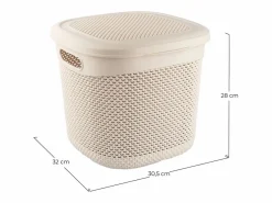 7H SEVEN HOUSE Cesta Mediana Cuadrada con Tapa 15 Litros 7house Beige Hot