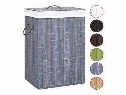 Cesto De Ropa|Cesta para la ropa sucia con 2 compartimentos, bambú , 72 L
