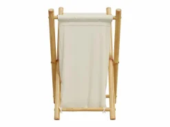 Cesto De Ropa|Cesta para la ropa sucia de bambú color blanco crema 41,5x36x63,5 cm