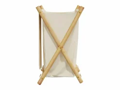 Cesto De Ropa|Cesta para la ropa sucia de bambú color blanco crema 41,5x36x63,5 cm
