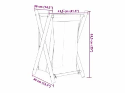 Cesto De Ropa|Cesta para la ropa sucia de bambú color blanco crema 41,5x36x63,5 cm