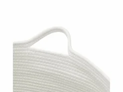 Cesta para ropa beige y blanca Ø55x36 cm algodón^ Clearance