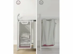 Cesta para ropa blanca Valora de 3 compartimentos con tapa de MDF estilo loft Blanco Hot
