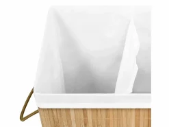 Cesto De Ropa|Cesta para ropa con 2 secciones de bambú 72 L