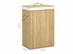 Cesto De Ropa|Cesta para ropa con 2 secciones de bambú 72 L