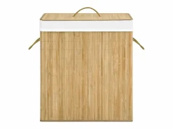 Cesta para ropa con 2 secciones de bambú 100 L^ Hot