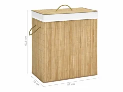 Cesta para ropa con 2 secciones de bambú 100 L^ Hot
