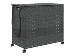 Cesto De Ropa|Cesta para ropa con ruedas 66x35x60 cm resina tejida