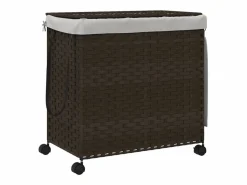 Cesto De Ropa|Cesta para ropa con ruedas marrón oscuro 60x35x60,5 cm