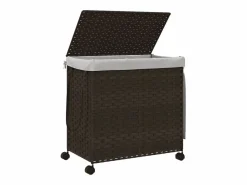Cesto De Ropa|Cesta para ropa con ruedas marrón oscuro 60x35x60,5 cm