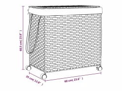 Cesto De Ropa|Cesta para ropa con ruedas marrón oscuro 60x35x60,5 cm
