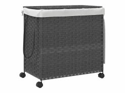 Cesto De Ropa|Cesta para ropa con ruedas 60x35x60,5 cm resina tejida