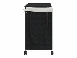 Cesto De Ropa|Cesta para ropa con ruedas negra 60x35x60,5 cm resina tejida