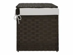 Cesto De Ropa|Cesta para ropa con tapa de resina tejida marrón oscuro