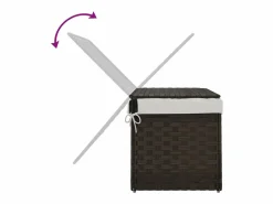 Cesto De Ropa|Cesta para ropa con tapa de resina tejida marrón oscuro