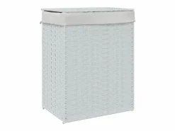 Cesta para ropa con tapa blanca 46x33x60 cm resina tejida Blanco Outlet
