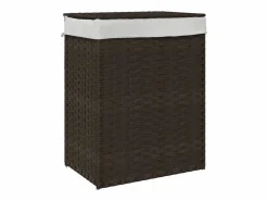 Cesto De Ropa|Cesta para ropa con tapa de resina tejida marrón oscuro