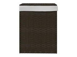 Cesto De Ropa|Cesta para ropa con tapa de resina tejida marrón oscuro