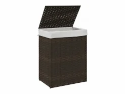 Cesto De Ropa|Cesta para ropa con tapa de resina tejida marrón oscuro
