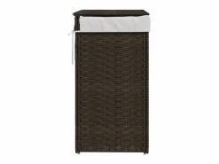 Cesto De Ropa|Cesta para ropa con tapa de resina tejida marrón oscuro