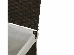 Cesto De Ropa|Cesta para ropa con tapa de resina tejida marrón oscuro