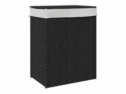Cesto De Ropa|Cesta para ropa con tapa negra 46x33x60 cm resina tejida